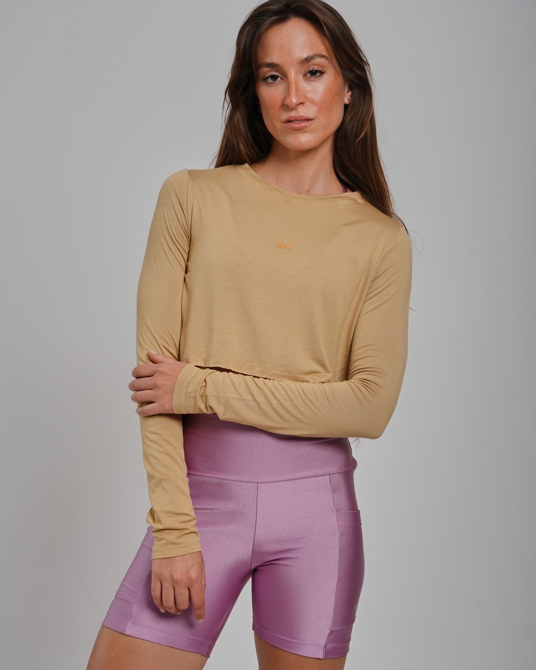 Camiseta Cris Cropped ML - Viscose com elastano