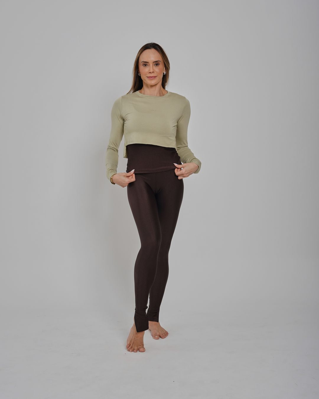 Camiseta Cris Cropped ML - Viscose com elastano