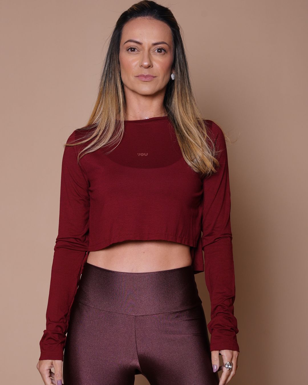 Camiseta Cris Cropped ML - Viscose com elastano