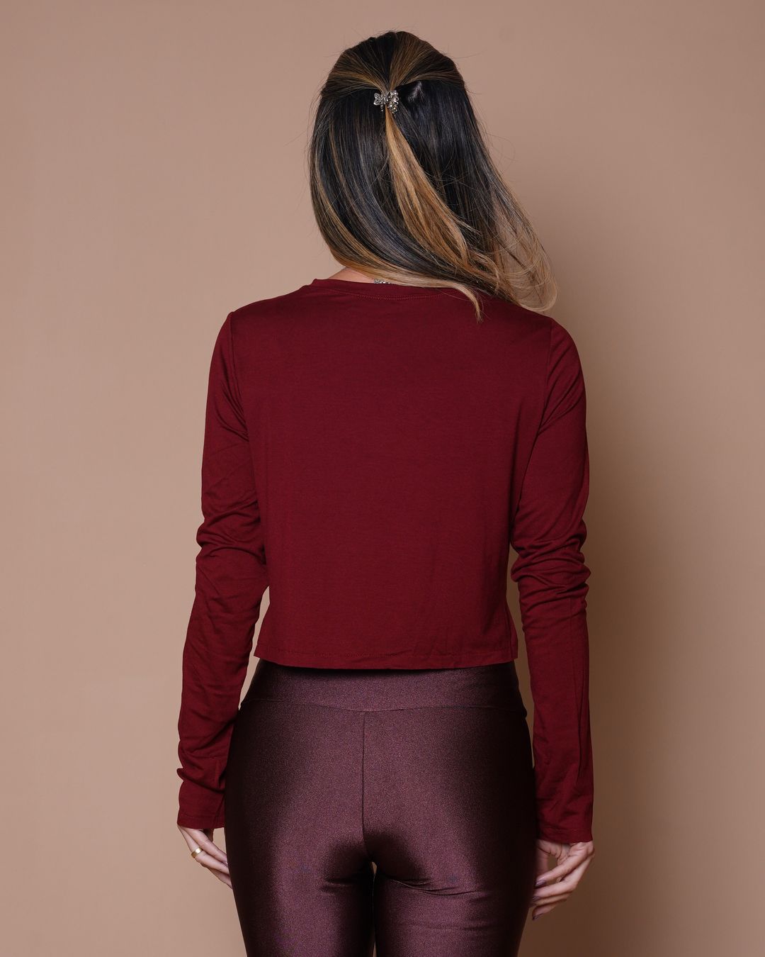 Camiseta Cris Cropped ML - Viscose com elastano