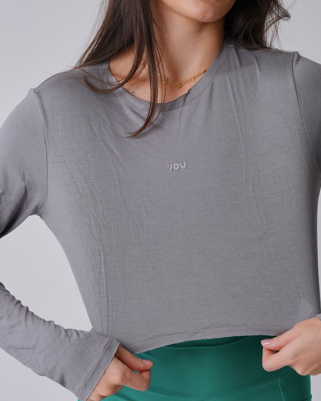 Camiseta Cris Cropped ML - Viscose com elastano