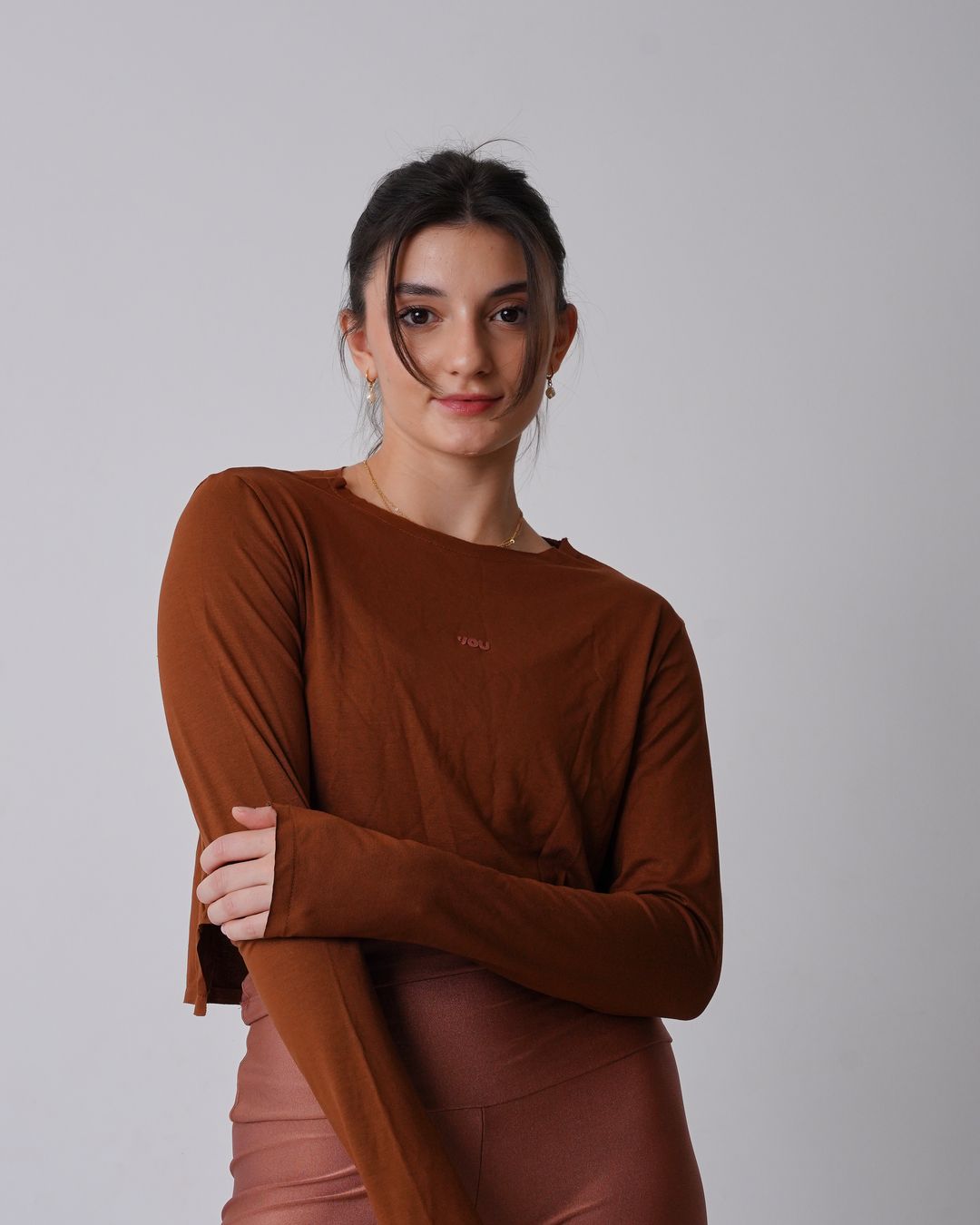 Camiseta Cris Cropped ML - Viscose com elastano