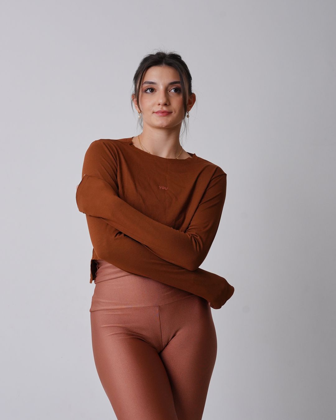 Camiseta Cris Cropped ML - Viscose com elastano