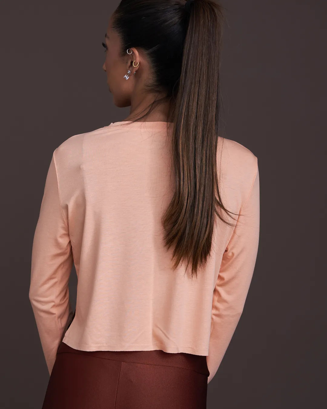 Camiseta Cris Cropped ML - Viscose com elastano