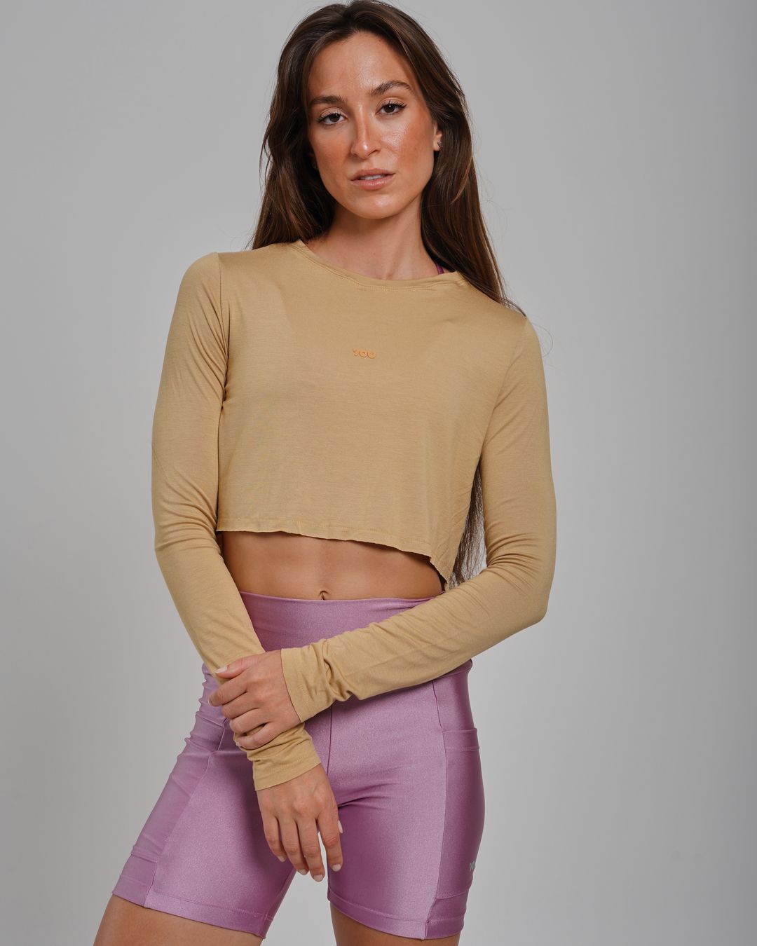 Camiseta Cris Cropped ML - Viscose com elastano